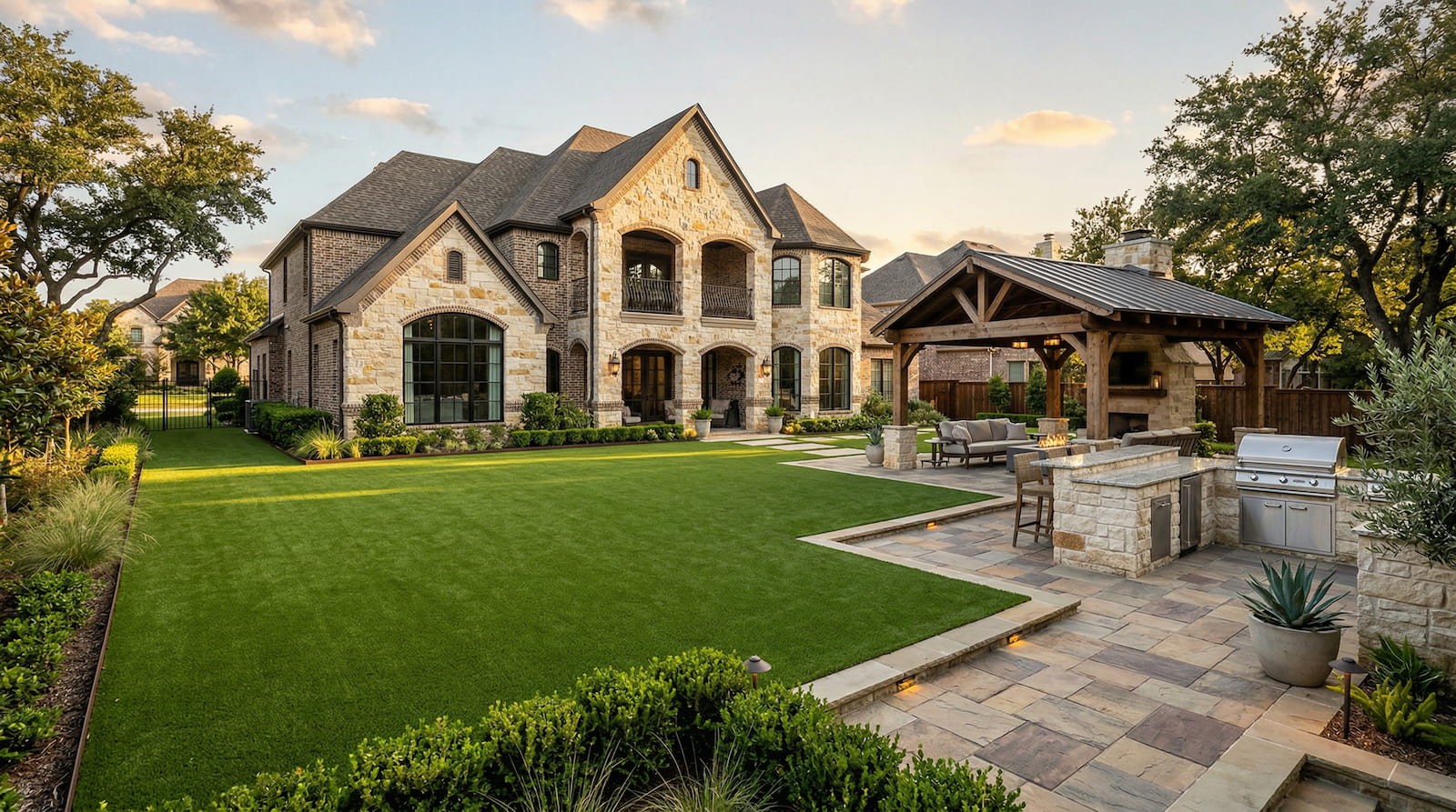 Artificial turf installation in Prosper TX backyard by Truhaven Turf