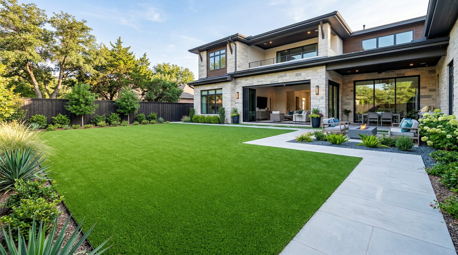 Artificial turf installation in Frisco TX backyard by Truhaven Turf