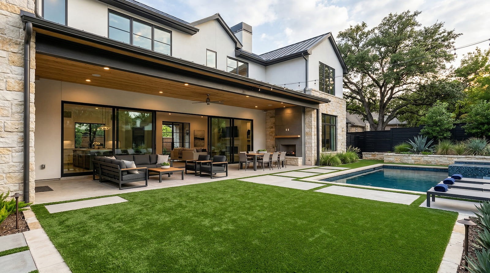 Artificial turf and pool surround installation in Dallas TX by Truhaven Turf