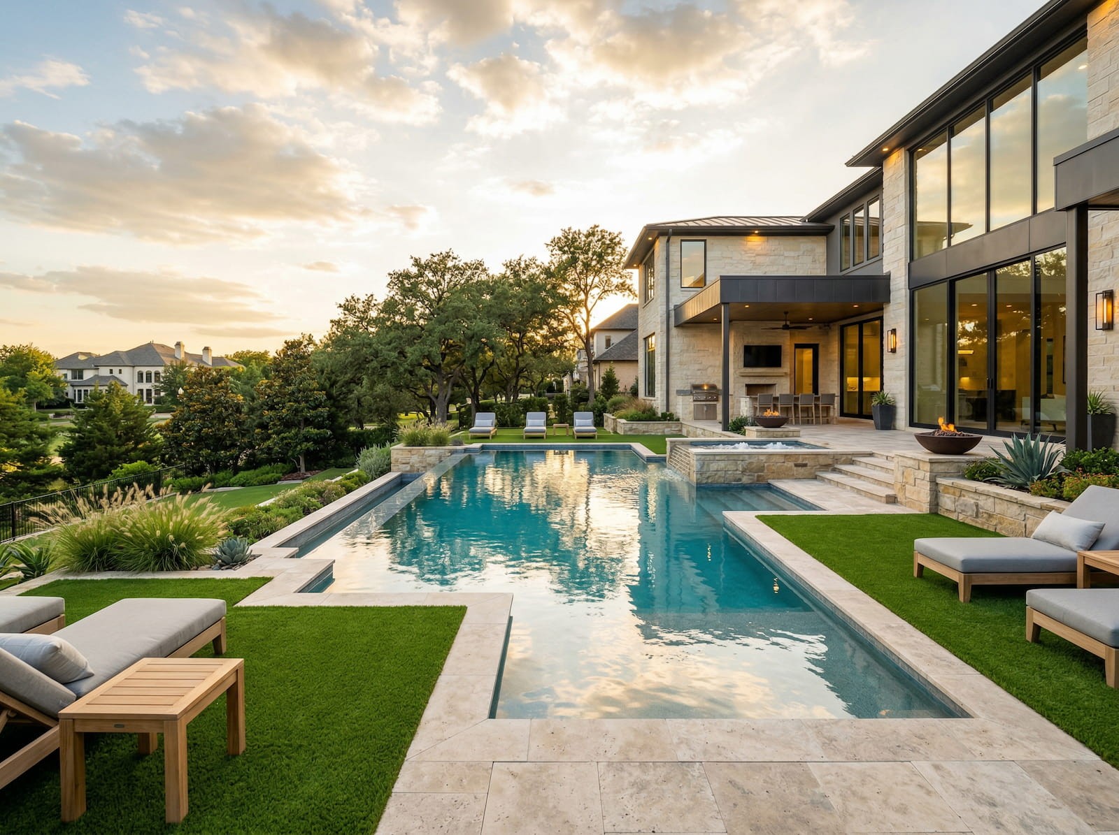 Artificial turf and pool surround installation in Heath TX by Truhaven Turf