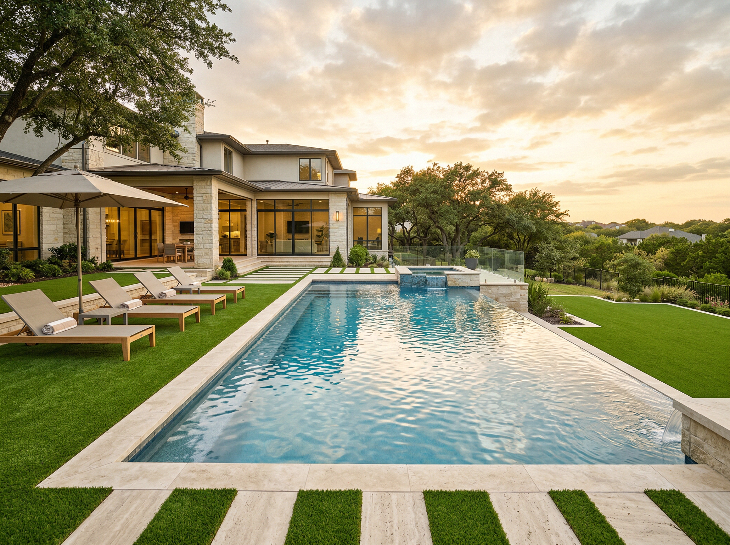 Luxury Pool Surround Artificial Turf Installation DFW