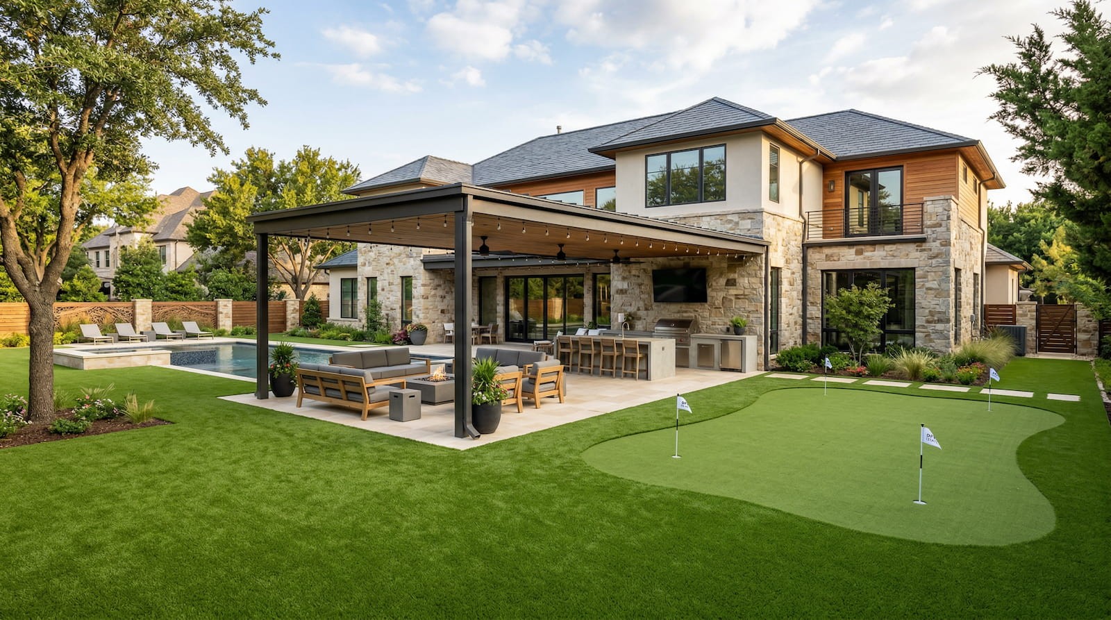 Artificial turf installation in Carrollton TX backyard by Truhaven Turf